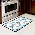 Blossom Blue Butterfly Pattern Print Kitchen Mat