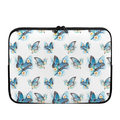 Blossom Blue Butterfly Pattern Print Laptop Sleeve