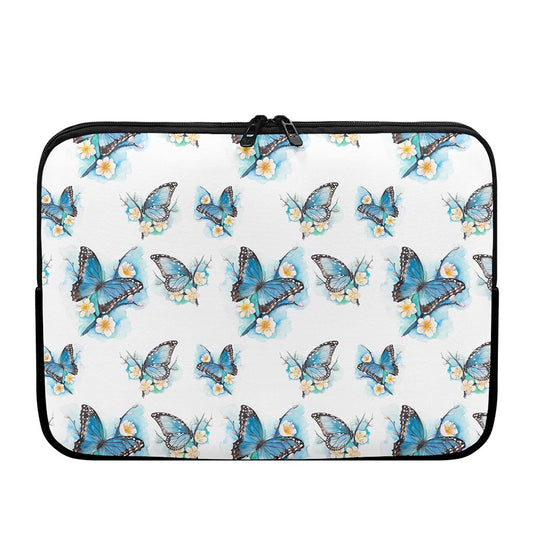Blossom Blue Butterfly Pattern Print Laptop Sleeve