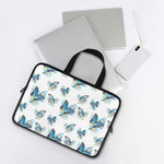 Blossom Blue Butterfly Pattern Print Laptop Sleeve With Handle