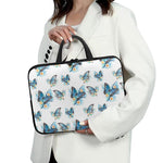 Blossom Blue Butterfly Pattern Print Laptop Sleeve With Handle