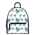 Blossom Blue Butterfly Pattern Print Leather Backpack
