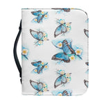 Blossom Blue Butterfly Pattern Print Leather Bible Cover