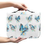 Blossom Blue Butterfly Pattern Print Leather Bible Cover