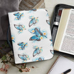 Blossom Blue Butterfly Pattern Print Leather Bible Cover