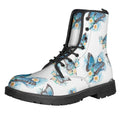 Blossom Blue Butterfly Pattern Print Lace-Up Boots