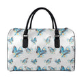 Blossom Blue Butterfly Pattern Print Leather Duffel Bag