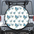Blossom Blue Butterfly Pattern Print Leather Spare Tire Cover