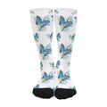Blossom Blue Butterfly Pattern Print Long Socks
