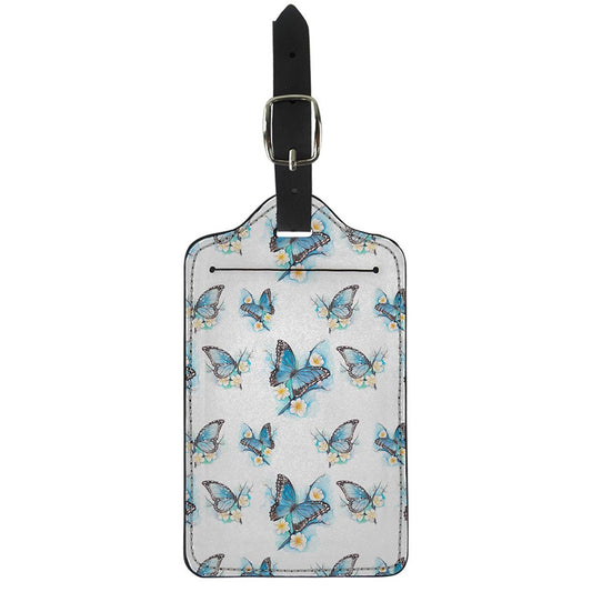 Blossom Blue Butterfly Pattern Print Luggage Tag