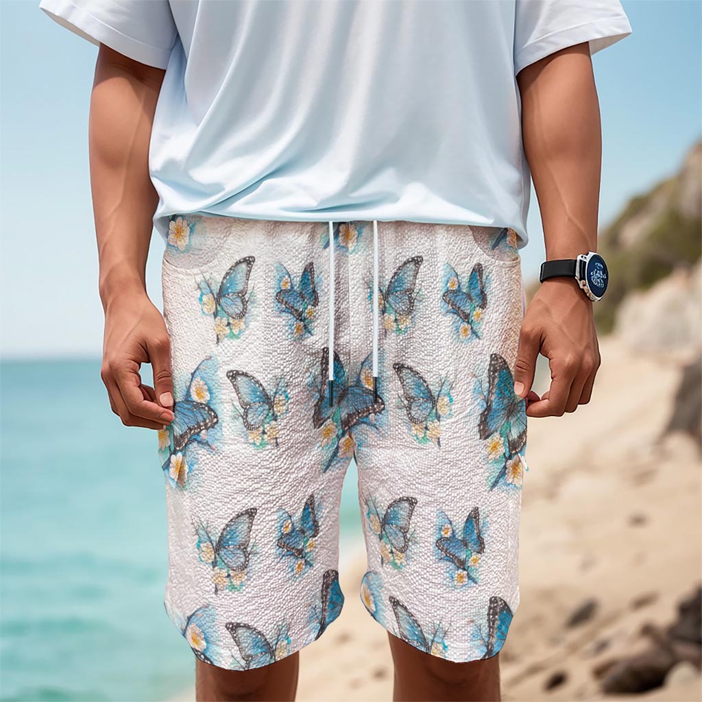 Blossom Blue Butterfly Pattern Print Men's Cargo Shorts