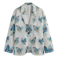 Blossom Blue Butterfly Pattern Print Men's Cotton Blazer