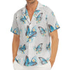 Blossom Blue Butterfly Pattern Print Men's Deep V-Neck Shirt