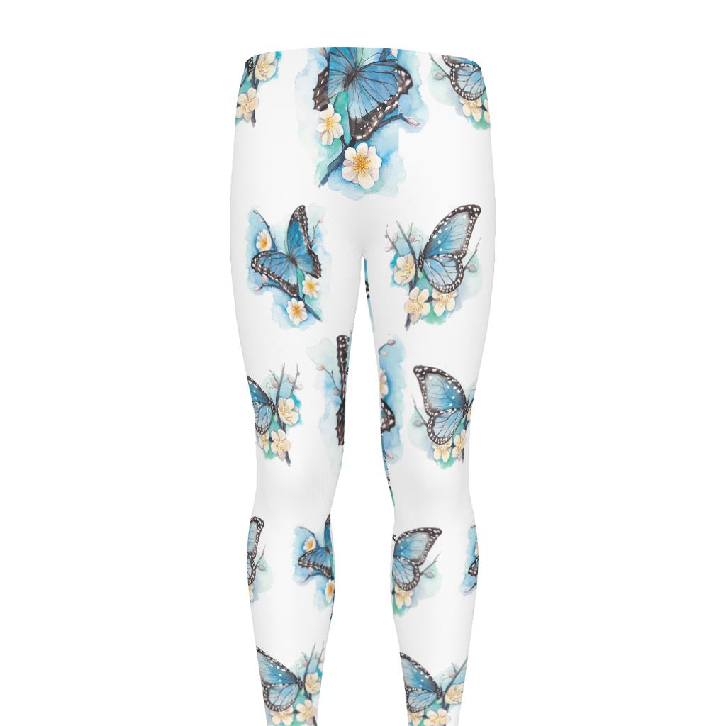 Blossom Blue Butterfly Pattern Print Men's leggings