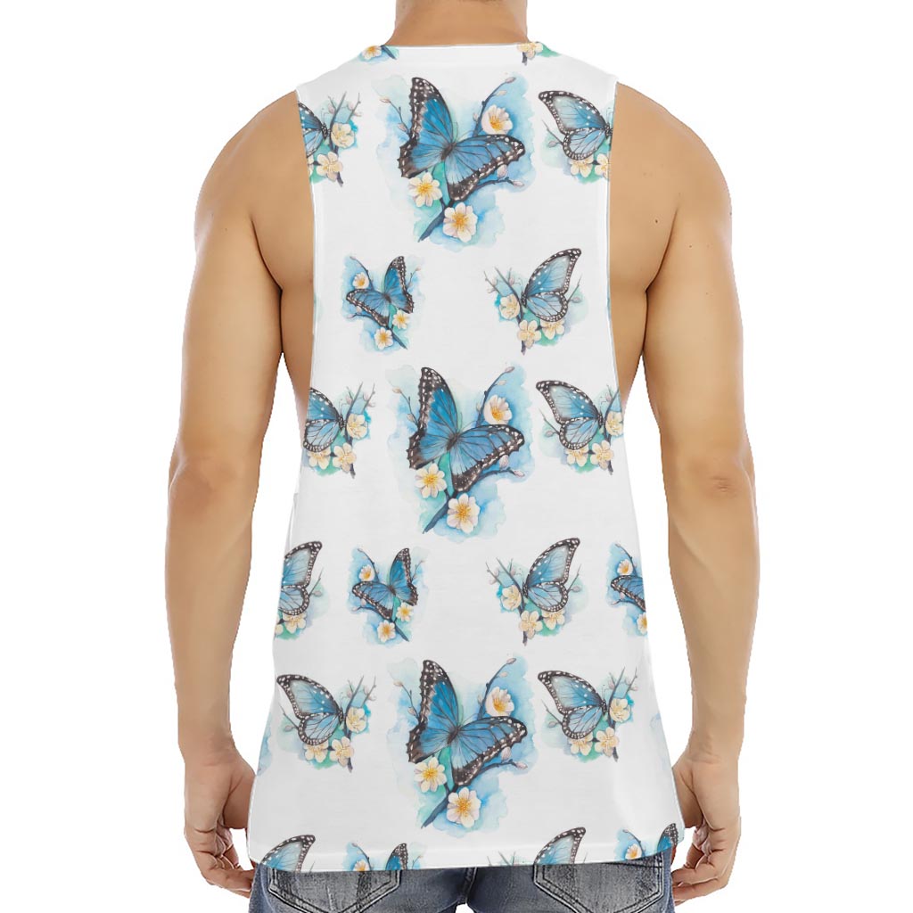 Blossom Blue Butterfly Pattern Print Men's Muscle Tank Top