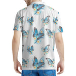 Blossom Blue Butterfly Pattern Print Men's Polo Shirt