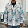 Blossom Blue Butterfly Pattern Print Men's Shirt Jacket