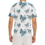 Blossom Blue Butterfly Pattern Print Men's Short Sleeve Rash Guard
