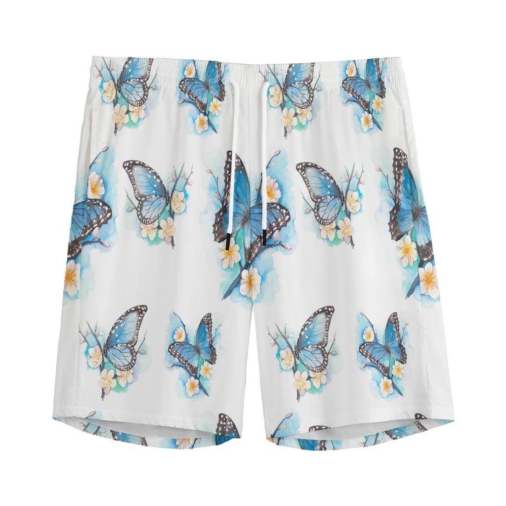Blossom Blue Butterfly Pattern Print Men's Sports Shorts