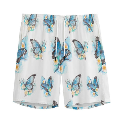 Blossom Blue Butterfly Pattern Print Men's Sports Shorts