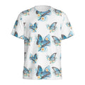 Blossom Blue Butterfly Pattern Print Men's Athletic T-Shirt