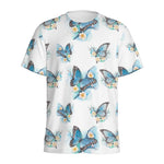 Blossom Blue Butterfly Pattern Print Men's Sports T-Shirt