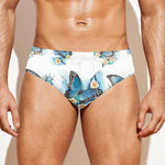 Blossom Blue Butterfly Pattern Print Men's Swim Briefs
