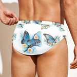 Blossom Blue Butterfly Pattern Print Men's Swim Briefs