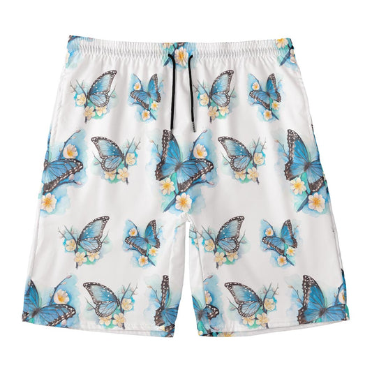 Blossom Blue Butterfly Pattern Print Men's Swim Trunks