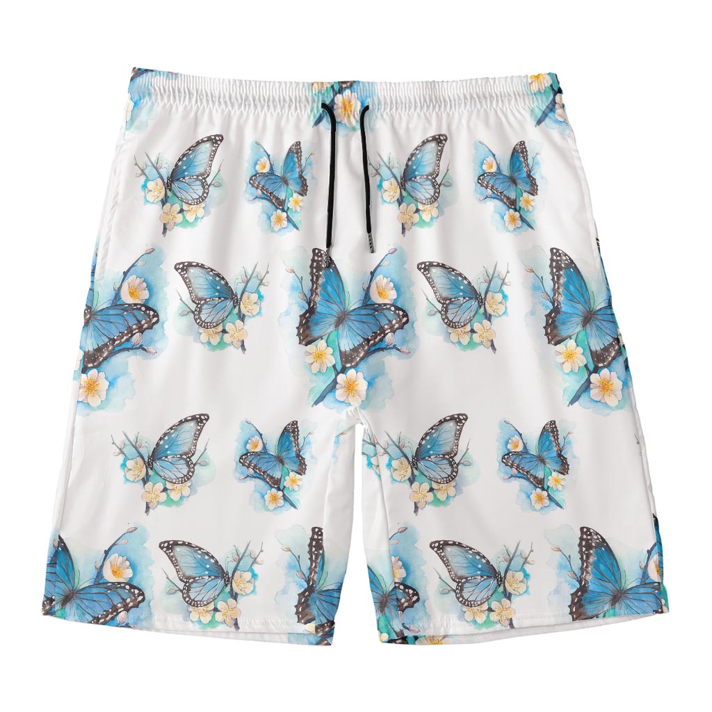 Blossom Blue Butterfly Pattern Print Men's Swim Trunks