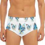 Blossom Blue Butterfly Pattern Print Men's Triangle Swim Briefs