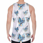 Blossom Blue Butterfly Pattern Print Men's Velvet Tank Top