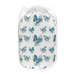 Blossom Blue Butterfly Pattern Print Mesh Laundry Hamper