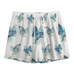 Blossom Blue Butterfly Pattern Print Mesh Shorts