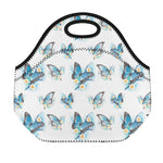 Blossom Blue Butterfly Pattern Print Neoprene Lunch Bag