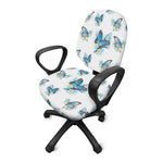 Blossom Blue Butterfly Pattern Print Office Chair Cover