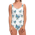 Blossom Blue Butterfly Pattern Print One Piece Swimsuit