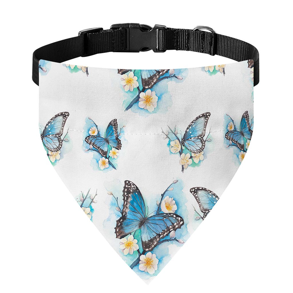 Blossom Blue Butterfly Pattern Print Over The Collar Dog Bandana