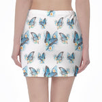 Blossom Blue Butterfly Pattern Print Pencil Mini Skirt