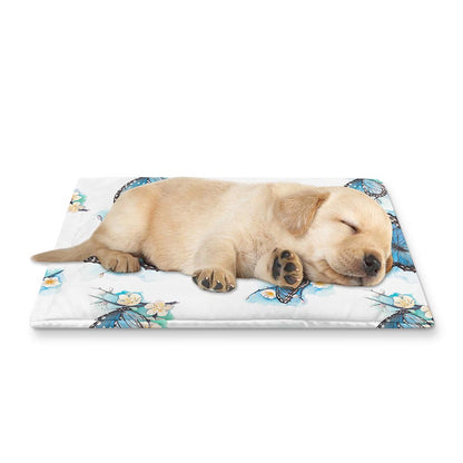Blossom Blue Butterfly Pattern Print Pet Cooling Mat Cover