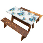 Blossom Blue Butterfly Pattern Print Picnic Table Cover