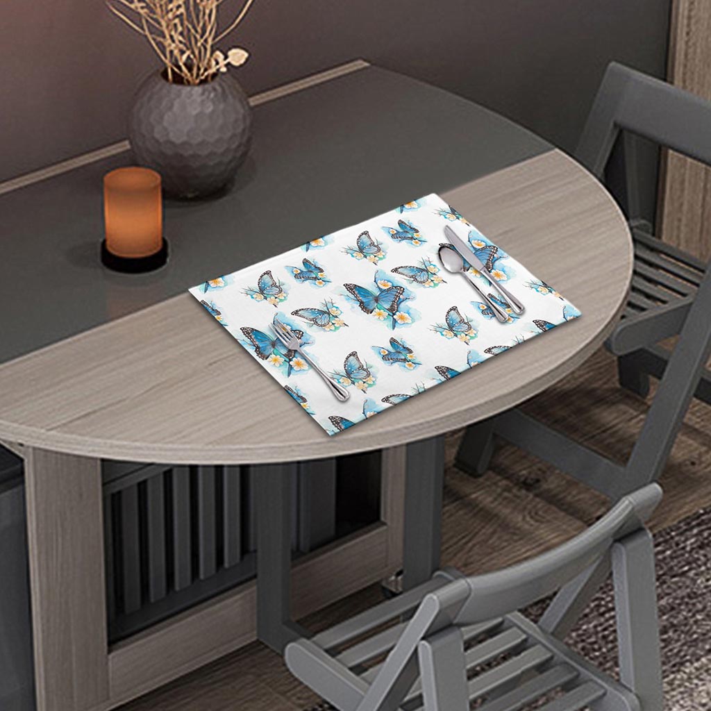 Blossom Blue Butterfly Pattern Print Placemat
