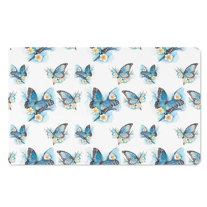 Blossom Blue Butterfly Pattern Print Polyester Doormat