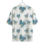 Blossom Blue Butterfly Pattern Print Rayon Hawaiian Shirt