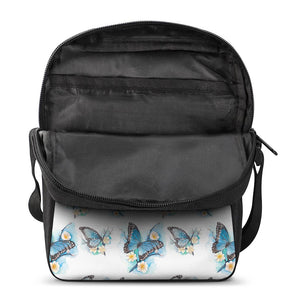 Blossom Blue Butterfly Pattern Print Rectangular Crossbody Bag