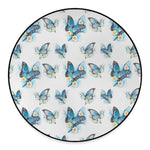 Blossom Blue Butterfly Pattern Print Round Floor Mat
