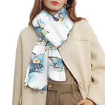 Blossom Blue Butterfly Pattern Print Scarf