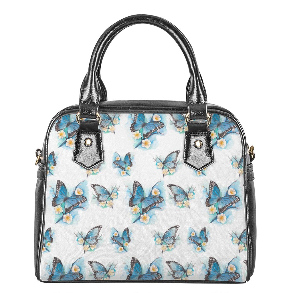 Blossom Blue Butterfly Pattern Print Shoulder Handbag