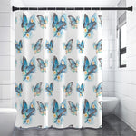 Blossom Blue Butterfly Pattern Print Shower Curtain