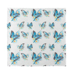 Blossom Blue Butterfly Pattern Print Silk Bandana